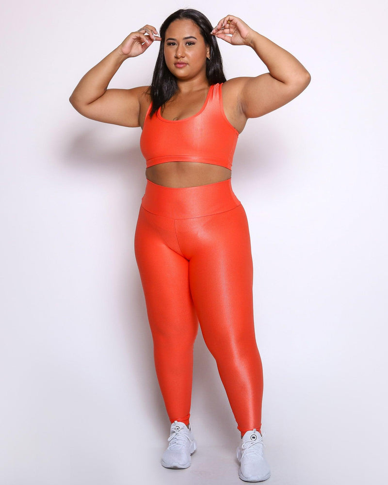 Conjunto Legging Curve Plus Size Laranja + Top Nadador